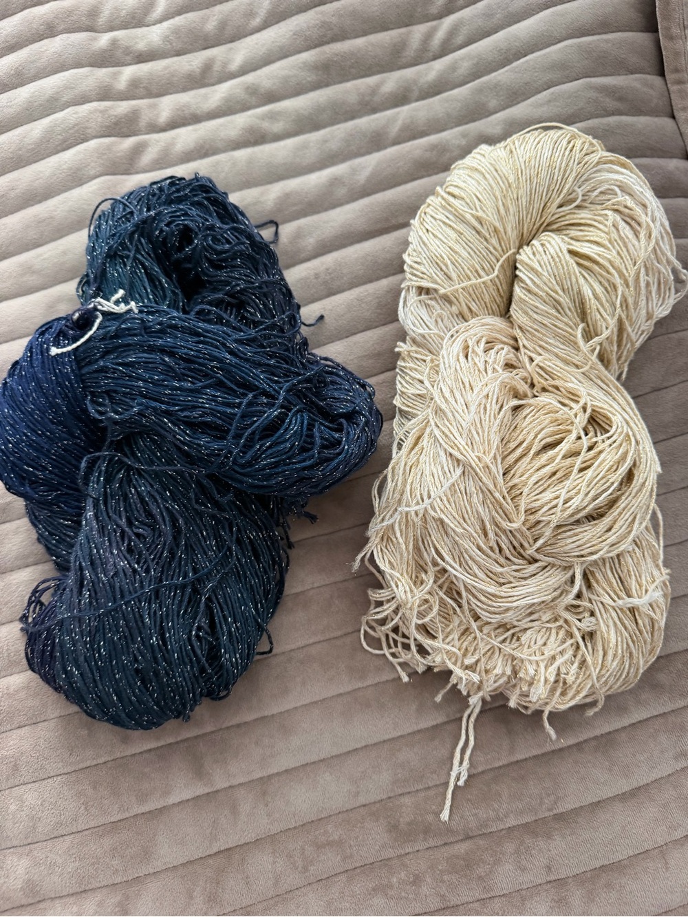 Blue heron 60” strand bundles Premium Navy and Cream Decorative Yarn